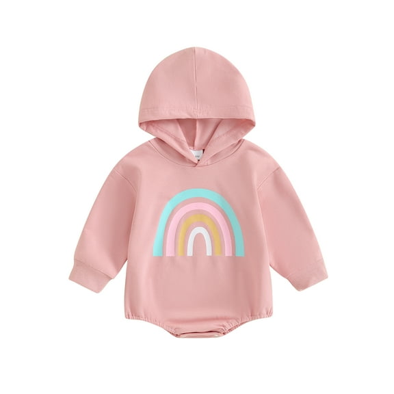 Wassery Baby Boys Girls Cute Sweatshirts Rompers Toddler Long Sleeve Rainbow Print Hoodie Pullover Bodysuits 3M 6M 12M 18M 24M Fall Casual Clothes for Infant Boys Girls