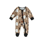 Wassery Baby Boys Girls Footies Rompers Halloween Bodysuits Long Sleeve Zipper Jumpsuit 0-6 Months Newborn Infant Fall Clothes