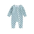 thumbnail image 1 of Wassery Baby Boys Girls Footies Rompers Long Sleeve Checkerboard Print Zipper Jumpsuit 3 6 12 18 24 Months Newborn Infant Fall Clothes, 1 of 9