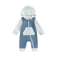 thumbnail image 1 of Wassery Baby Boys Girls Full Length Jumpsuit 3 6 12 18 Months Infant Fall Contrast Color Zipper Hood Romper Long Sleeve Crew Neck Bodysuits, 1 of 8