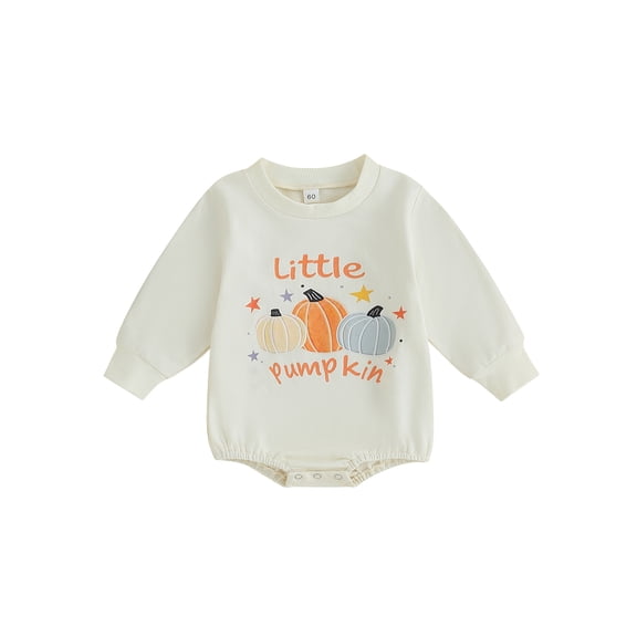 Wassery Baby Boys Girls Halloween Clothes 6M 12M 18M 24M Infant Casual Romper Tops Black Long Sleeve Letter Pumpkin Print Jumpsuit Sweatshirt Fall Outfits 0-24M