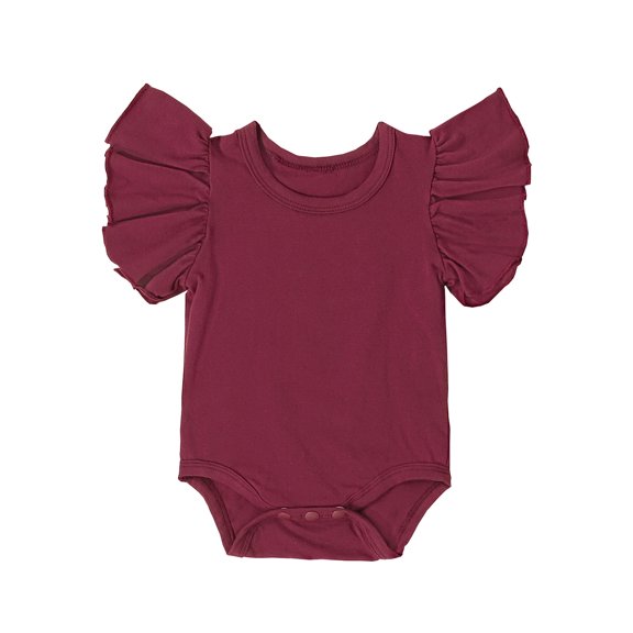 Wassery Baby Boys Girls Jumpsuits Solid Color Fly Sleeve Crew Neck Bodysuits 3 6 12 18 Months Infant Summer Casual Romper