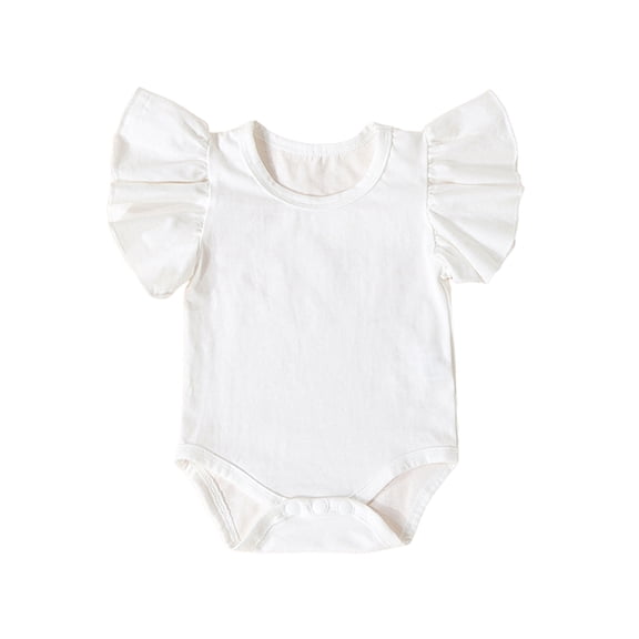 Wassery Baby Boys Girls Jumpsuits Solid Color Fly Sleeve Crew Neck Bodysuits 3 6 12 18 Months Infant Summer Casual Romper