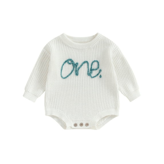 Wassery Baby Boys Girls Knit Bodysuits Long Sleeve Letter Embroidered Onesie 9M 12M 18M Infant Spring Autumn One Piece Romper