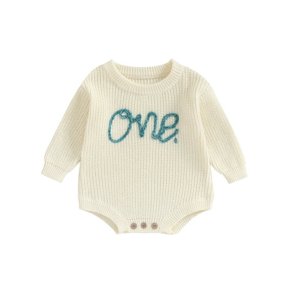 Wassery Baby Boys Girls Knit Bodysuits Long Sleeve Letter Embroidered Onesie 9M 12M 18M Infant Spring Autumn One Piece Romper