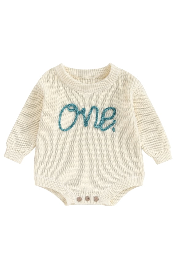 Wassery Baby Boys Girls Knit Bodysuits Long Sleeve Letter Embroidered Onesie 9M 12M 18M Infant Spring Autumn One Piece Romper