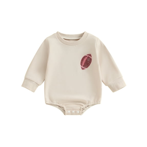 Wassery Baby Boys Girls Romper Clothes Infant Boys Girls Football Letter Print Long Sleeve Crew Neck Onesie Bodysuits 6M 12M 18M 24M Newborn Boys Girls Fall Playsuits