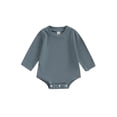 thumbnail image 1 of Wassery Baby Boys Girls Romper Solid Color Long Sleeve Bodysuits 3 6 9 12 18 Months Newborn Loose Fit Onesie Infant Spring Autumn Clothes, 1 of 8