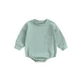 thumbnail image 1 of Wassery Baby Boys Girls Romper Solid Color Long Sleeve Crew Neck Sweatshirt Jumpsuit Infant Fall Casual Bodysuits 0-18M, 1 of 8