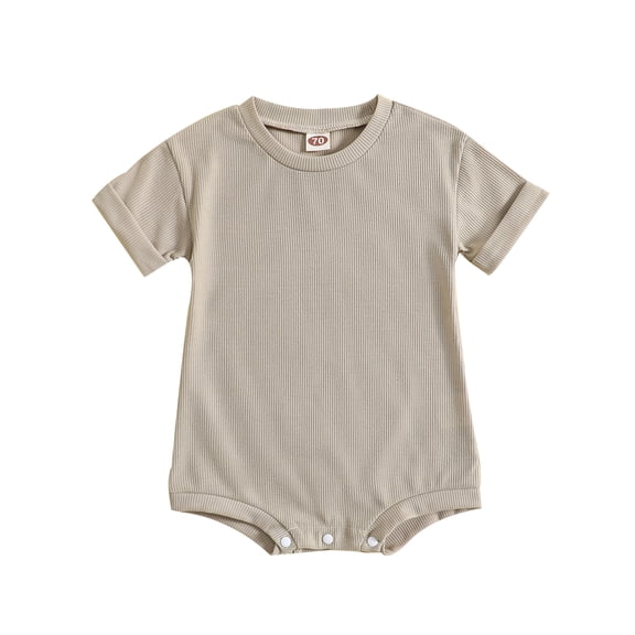 Wassery Baby Boys Girls Romper Tops Floral Print Short Sleeve Crew Neck Solid Color Ribbed Jumpsuits 6M 12M 18M 24M Infant Girls Boys Summer Casual Bodysuits