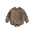 thumbnail image 1 of Wassery Baby Boys Girls Rompers 3M 6M 9M 12M 18M Newborn Solid Color Long Sleeve Bodysuits Infant Playsuits Clothes for Boy Girl, 1 of 9