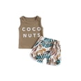 thumbnail image 1 of Wassery Baby Boys Girls Shorts Sets 6M 12M 18M 24M Infant Summer Beach Outfits Vest Round Neck Tops + Tree Print Short, 1 of 7