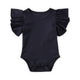 thumbnail image 1 of Wassery Baby Boys Girls Summer Rompers Solid-Color Ribbed Crew Neck Ruffle Sleeves Clothes Set Jumpsuit for Infant 0-18 Months, 1 of 7