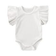 thumbnail image 1 of Wassery Baby Boys Girls Summer Rompers Solid-Color Ribbed Crew Neck Ruffle Sleeves Clothes Set Jumpsuit for Infant 0-18 Months, 1 of 7