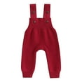 thumbnail image 1 of Wassery Baby Boys Girls Suspender Pants Infant Boy Girl Sleeveless Solid Color Bib Pants 6M 9M 12M 24M 3T Toddler Knit Overalls Jumpsuit, 1 of 9