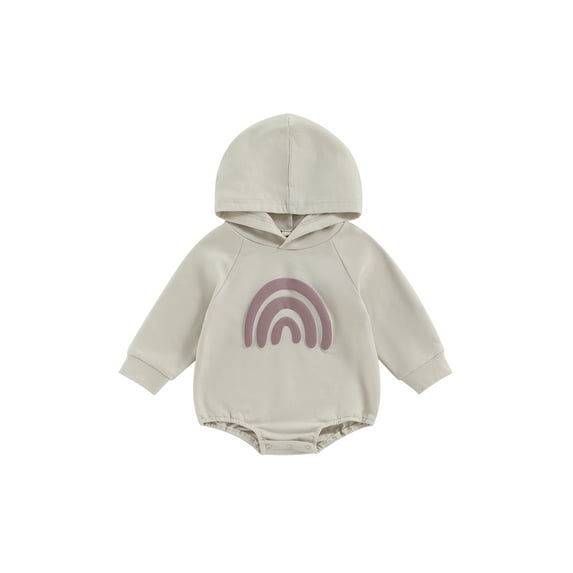 Wassery Baby Boys Girls Sweatshirts Rompers Infant Long Sleeve Rainbow Print Hooded Hoodies Jumpsuits 3M 6M 12M 18M 24M Toddler Fall Clothes Bodysuits