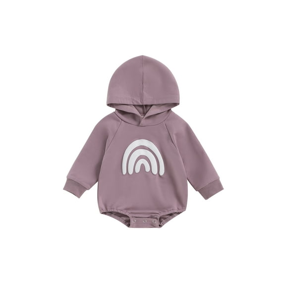 Wassery Baby Boys Girls Sweatshirts Rompers Infant Long Sleeve Rainbow Print Hooded Hoodies Jumpsuits 3M 6M 12M 18M 24M Toddler Fall Clothes Bodysuits