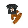 thumbnail image 1 of Wassery Baby Boys Halloween Outfit Pumpkin Print Short Sleeve T-Shirt and Elastic Pants Set 6M 12M 18M 24M 3T Toddler Summer Clothes Set 2PCS, 1 of 8