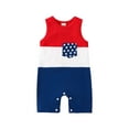 thumbnail image 1 of Wassery Baby Boys Jumpsuits 4th of July Outfits 6 12 18 24 Infant Boys Star Striped Print Sleeveless Romper Crew Neck Bodysuits Summer Independence Day Clothes, 1 of 8