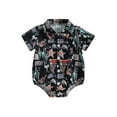 thumbnail image 1 of Wassery Baby Boys Romper Tops Western Style Cow Print Short Sleeve Lapel Jumpsuits Infant Summer Casual Bodysuits 3-18M, 1 of 8