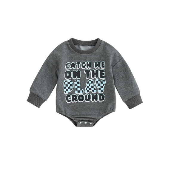 Wassery Baby Boys Rompers Toddler Fall Bodysuits 3M 6M 9M 12M 18M Infant Crew Neck Long Sleeve Letter Print Jumpsuits Playsuits for Casual Daily