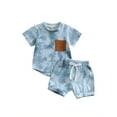 thumbnail image 1 of Wassery Baby Boys Summer Clothes Outfit 6 12 18 24 Months Toddle Tie-dye Print Short Sleeve Crew Neck T-shirt with Elastic Waist Shorts Set, 1 of 8