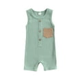 thumbnail image 1 of Wassery Baby Boys Summer Romper Newborn Sleeveless Contrast Color Jumpsuits Infant Ribbed Playsuits, 1 of 8