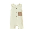 thumbnail image 1 of Wassery Baby Boys Summer Romper Newborn Sleeveless Contrast Color Jumpsuits Infant Ribbed Playsuits, 1 of 8