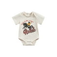 thumbnail image 1 of Wassery Baby Boys Western Clothes 3M 6M 12M Summer Casual Romper Short Sleeve  Letter Horse Print Loose Playsuit, 1 of 8