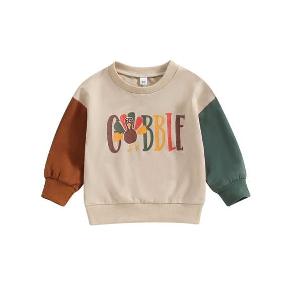 Wassery Baby Fall Sweatshirt 6M 12M 18M 24M 3T 4T Toddler Halloween Outfit for Boys Girls Long Sleeve Crew Neck Pumpkin/Turkey Print Pullover Tops
