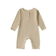 thumbnail image 1 of Wassery Baby Girl Boy Fall Solid Color Long Sleeve Round Neck Button Bodysuit Jumpsuits 3M 6M 12M 18M 24M Newborn Infant Cute Fall Clothes, 1 of 9