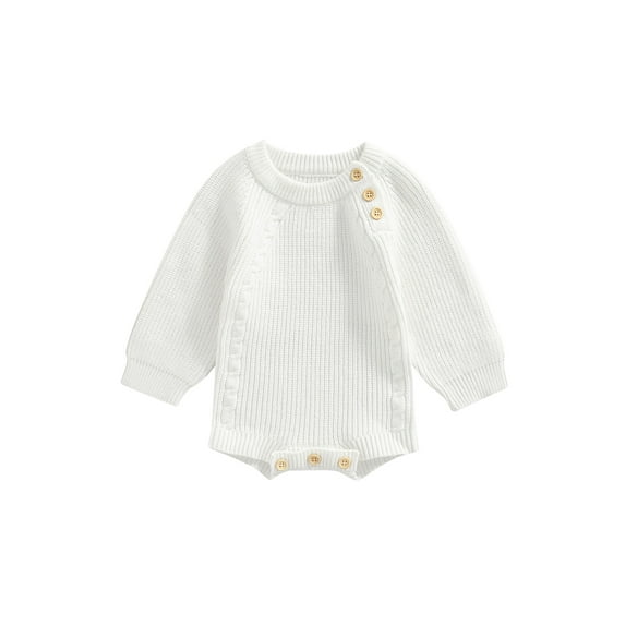 Wassery Baby Girl Boy Knitting Ribbed Romper Sweater Infant Cotton Long Sleeve Winter Outfit Newborn Spring Autumn One Piece Jumpsuit 6M 9M 12M 18M