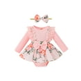 thumbnail image 1 of Wassery Baby Girl Clothes 3 6 9 12 18 Months Infant Fall Outfits Short Long Sleeve Floral Romper Bodysuit Headband 2Pcs Set, 1 of 9