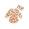 thumbnail image 1 of Wassery Baby Girl Halloween Clothes 3M 6M 12M 18M Infant Girl Casual Romper Tops Long Sleeve Pumpkin Print Jumpsuit Fall Outfits 0-18M, 1 of 8
