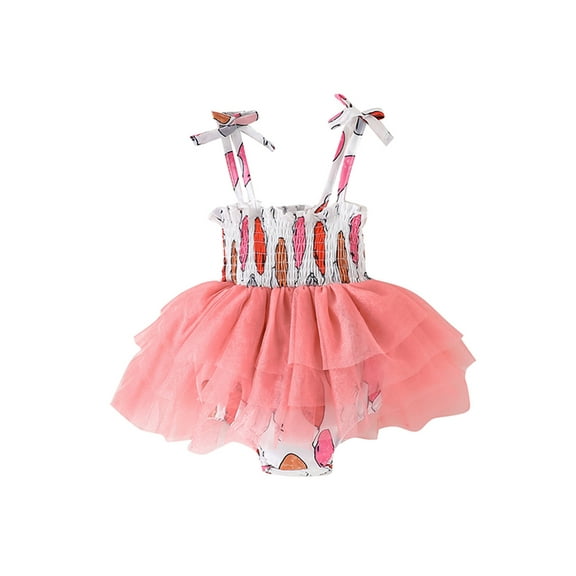 Wassery Baby Girl Romper Dress Sleeveless Layered Mesh Balloon Print Jumpsuit Summer Newborn Casual Bodysuits Clothes 0-24 Months