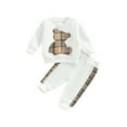 thumbnail image 1 of Wassery Baby Girls Autumn Clothes 3 6 9 12 18 24 Months Infant Plaid Bear Print Long Sleeve Pullover Sweatshirt Elastic Waist Long Pants Set Newborn Outfits Tracksuits Set 0-24M, 1 of 9