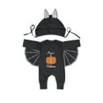 thumbnail image 1 of Wassery Baby Girls Boys Halloween Romper Pumpkin Letter Print Round Neck Bat Long Sleeve Jumpsuits with Ears Hat Halloween Fancy Dress up Outift, 1 of 9