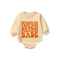 thumbnail image 1 of Wassery Baby Girls Boys Halloween Sweatshirts Rompers Toddler Fall Bodysuits 6M 12M 18M 24M Infant Crew Neck Long Sleeve Letter Print Jumpsuits Playsuits, 1 of 7