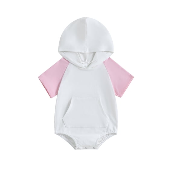 Wassery Baby Girls Boys Romper 6M 12M 18M 24M Baby Short Sleeve Hooded Newborn Contrast Color Summer Bodysuit Clothes for Girls Boys
