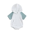 thumbnail image 1 of Wassery Baby Girls Boys Romper 6M 12M 18M 24M Baby Short Sleeve Hooded Newborn Contrast Color Summer Bodysuit Clothes for Girls Boys, 1 of 8