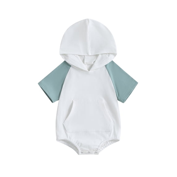 Wassery Baby Girls Boys Romper 6M 12M 18M 24M Baby Short Sleeve Hooded Newborn Contrast Color Summer Bodysuit Clothes for Girls Boys