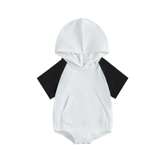 Wassery Baby Girls Boys Romper 6M 12M 18M 24M Baby Short Sleeve Hooded Newborn Contrast Color Summer Bodysuit Clothes for Girls Boys