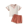 thumbnail image 1 of Wassery Baby Girls Boys Shorts Set Short Sleeve Round Neck Patch Color Tops + Loose Short Pants Suit 2Pcs Summer Toddle Casual Party Clothes 0-3T, 1 of 8