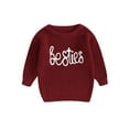 thumbnail image 1 of Wassery Baby Girls Boys Sweater Long Sleeve Crew Neck Letters Print Knitted Sweater 3M 6M 9M 12M 18M 24M Newborn Warm Knit Pullover Sweater Fall Winter Clothes for Infant Girls Boys, 1 of 9
