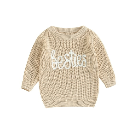 Wassery Baby Girls Boys Sweater Long Sleeve Crew Neck Letters Print Knitted Sweater 3M 6M 9M 12M 18M 24M Newborn Warm Knit Pullover Sweater Fall Winter Clothes for Infant Girls Boys
