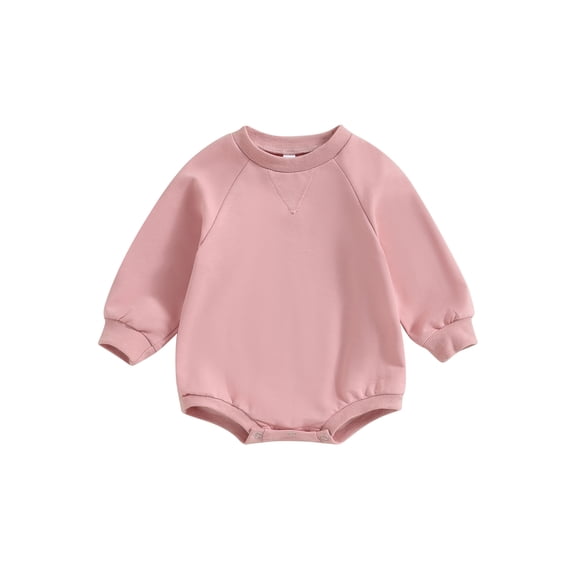 Wassery Baby Girls Boys Sweatshirts Rompers Toddler Fall Jumpsuits Infant Bodysuits Clothes Solid Color Crew Neck Long Sleeve Playsuits 0-24 Months