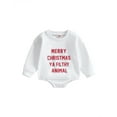 thumbnail image 1 of Wassery Baby Girls Christmas Romper Infant Girls Crew Neck Long Sleeve Letter Print Casual Bodysuits 3M 6M 12M 18M Newborn Girls Loose Fit Fall Clothes, 1 of 9