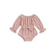 thumbnail image 1 of Wassery Baby Girls Clothes Infant Fall Waffle Rompers Newborn Crew Neck Long Sleeve Bow Bodysuits 0-18 Months, 1 of 8