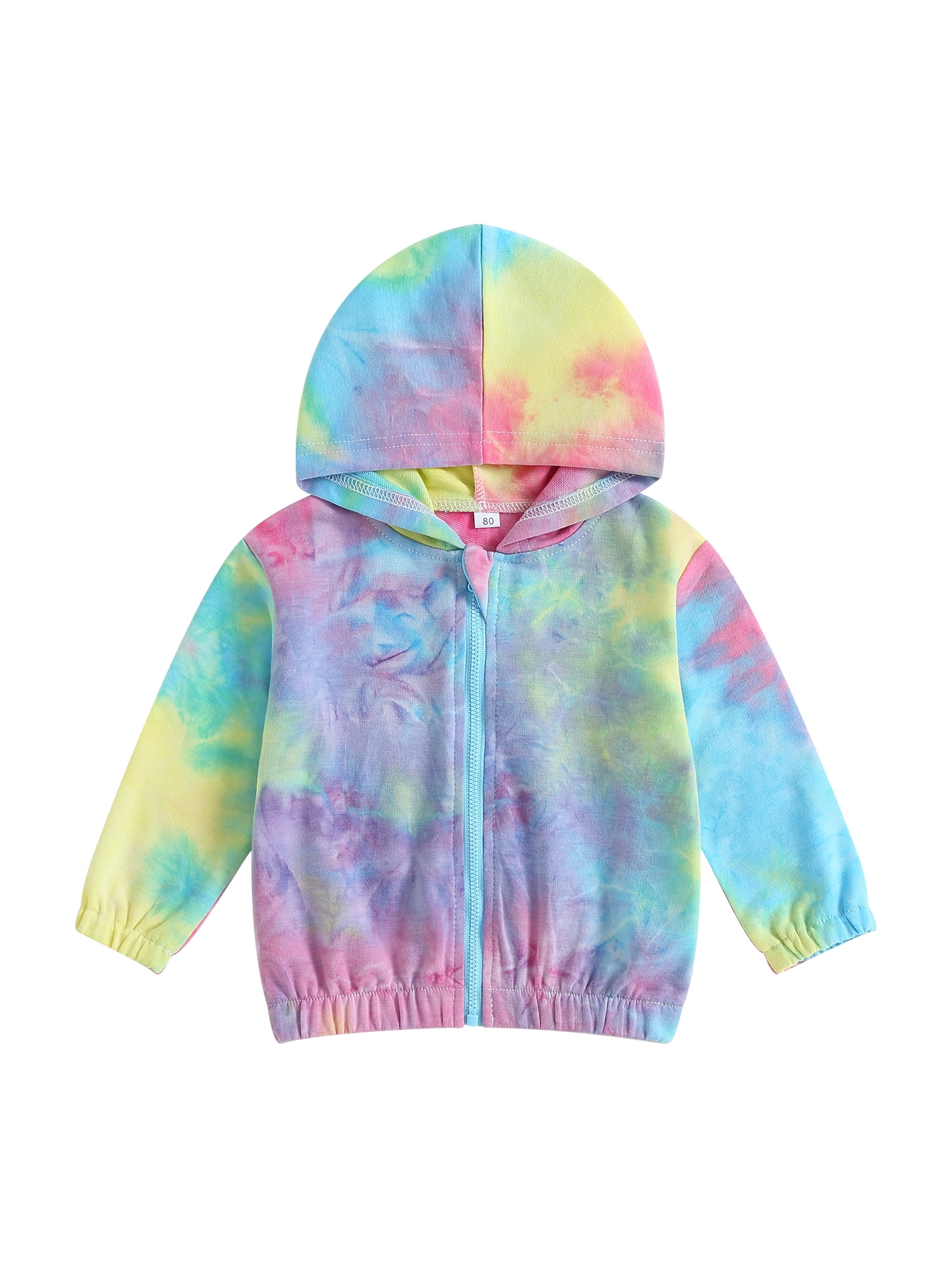 Wassery Baby Girls Clothes Tie-Dye Print Hooded Jacket Zip Up Long ...