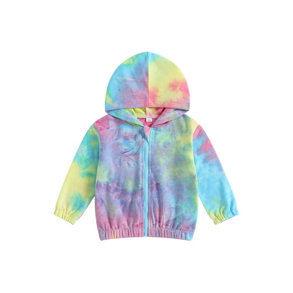 Wassery Baby Girls Clothes Tie-Dye Print Hooded Jacket Zip Up Long Sleeve Sweatshirts 6M 9M 12M 18M 24M Newborn Girls Coat Fall Winter Infant Clothes Outerwear